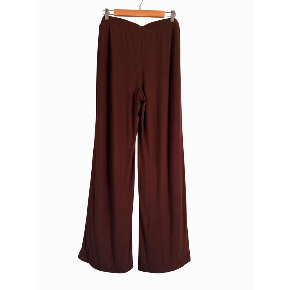 Marine Layer Womens Lexi Rib Lounge Pant Brown‎ Wide Leg Size L Sustainable Cozy